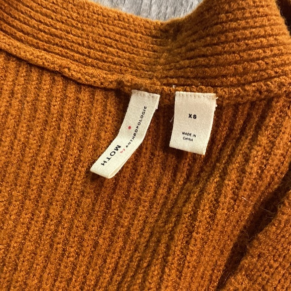 Anthropologie Moth Freeport Ribbed Sweater Knit V Neck  Tie Front XS - Picture 4 of 5